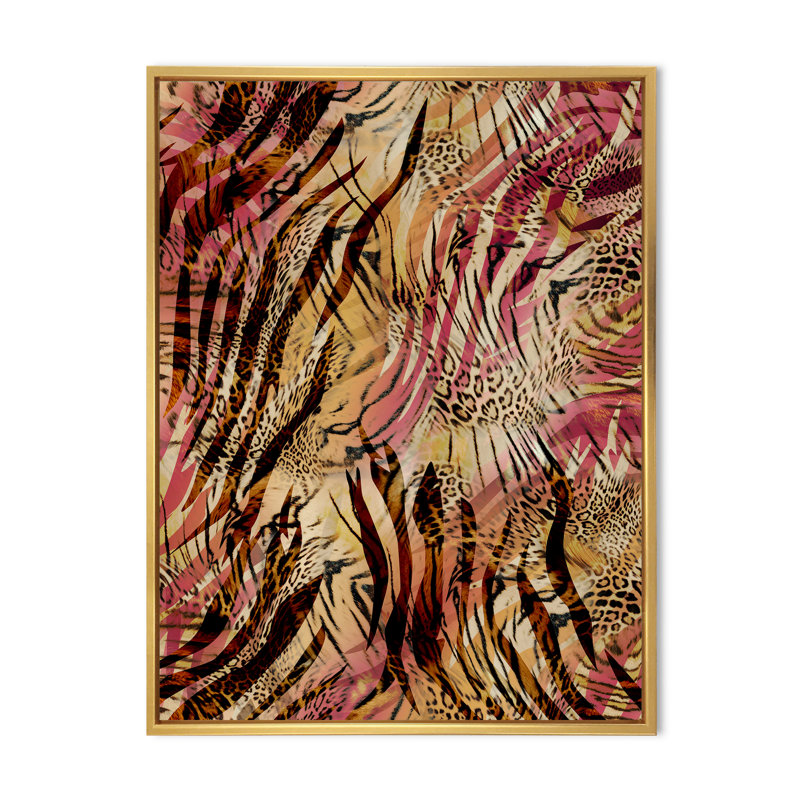 Léopard et tigre - peinture, H 12 po x l 8 po x P 1 po, Toile à cadre flottant doré