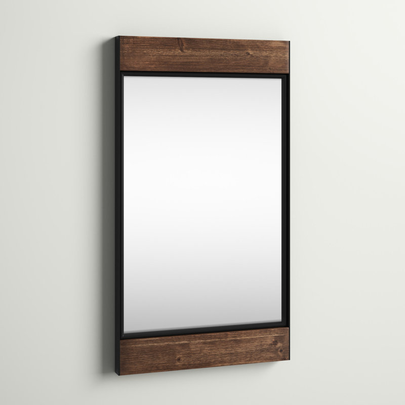 Rustic Brown and Black Rectangular Wood Wall Mirror