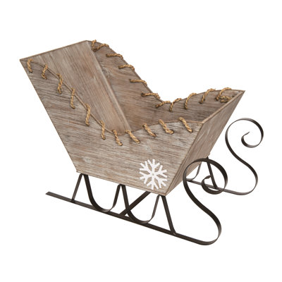  Décor de traîneau rustique en bois brun 20,5 po