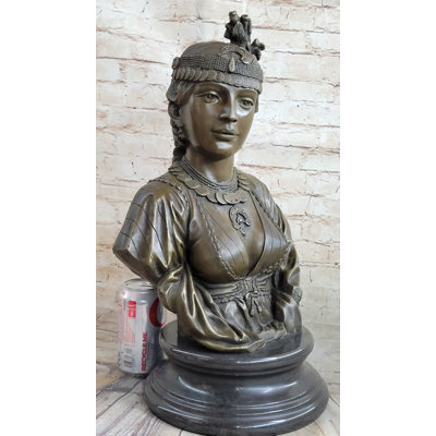 Trease Native American Girl Bronze Bust Sculpture Statue Pocahontas Sacajawea By Villanis 19 Inches X 11 Inches