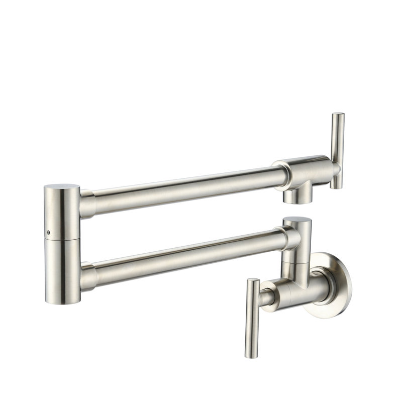 Wall Mount Folding Kitchen Pot Filler Faucet, Brushed Nickel