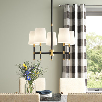 Damaris 5-Light Chandelier In Matte Black With Warm Brass Accents