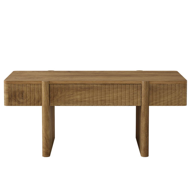 47.24" Rectangular Wood Coffee Table With 2 Storage Drawers For Living Room