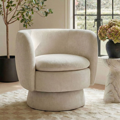 31" Wide Upholstered Swivel Barrel Accent ArmChair - 360° Rotation (1-Pack)