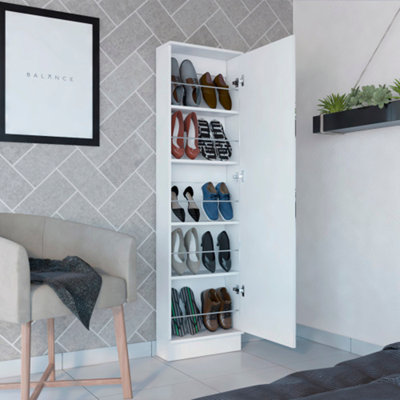 Wengue Rectangle Tall Shoe Cabinet with Integrated Mirror