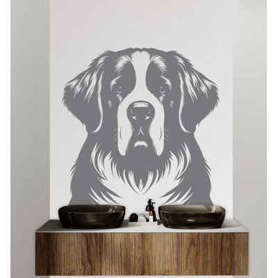 Décalcomanie murale Saint Bernard, décor de chien, enfants, art mural, amoureux des animaux, chien, salle de bain, adhésif mural, vinyle