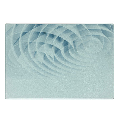 Ambesonne Geometric Tempered Glass Cutting Board Futuristic Digital Pale Blue