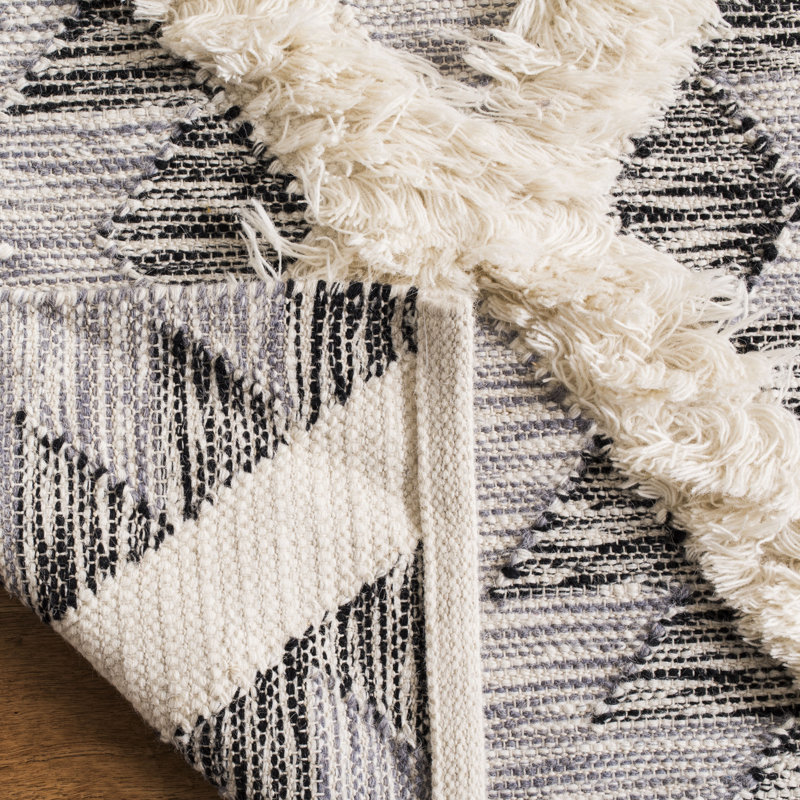 Tapis géométrique en laine / coton tissé à la main Inelda, Rectangle 8 pi x 10 pi
