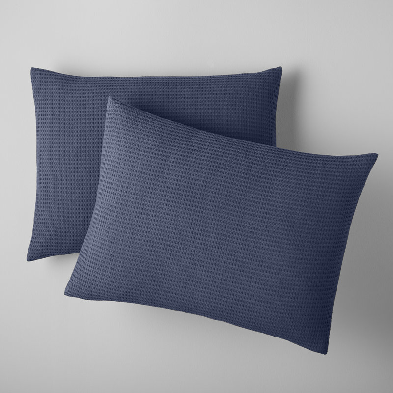 Felix Cotton Waffle Sham Set, Midnight Navy, Standard