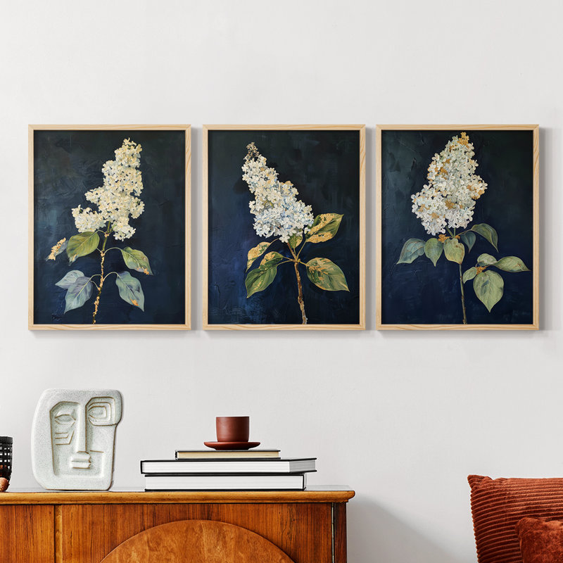 Étude florale, série LV, ensemble de 3 estampes numériques, prêt à accrocher, Naturel, H 10 po x l 24 po