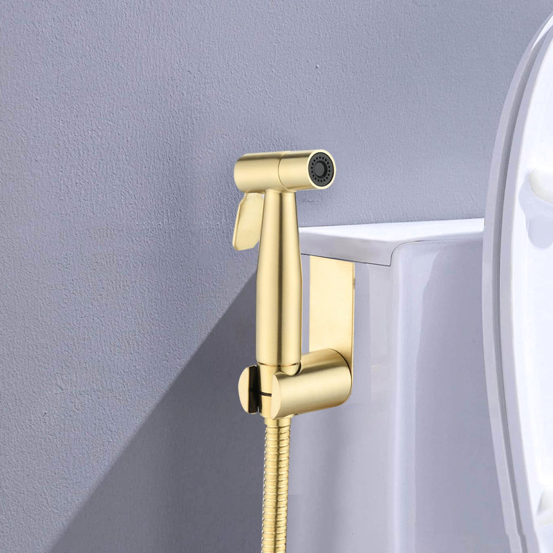 Hygienic Handheld Bidet - Brushed Gold Metal Finish, Corrosion For Easy Maintenance And Toilet Use Metal, Hygiene Enhancer With Adjustable Spray , To Maintain