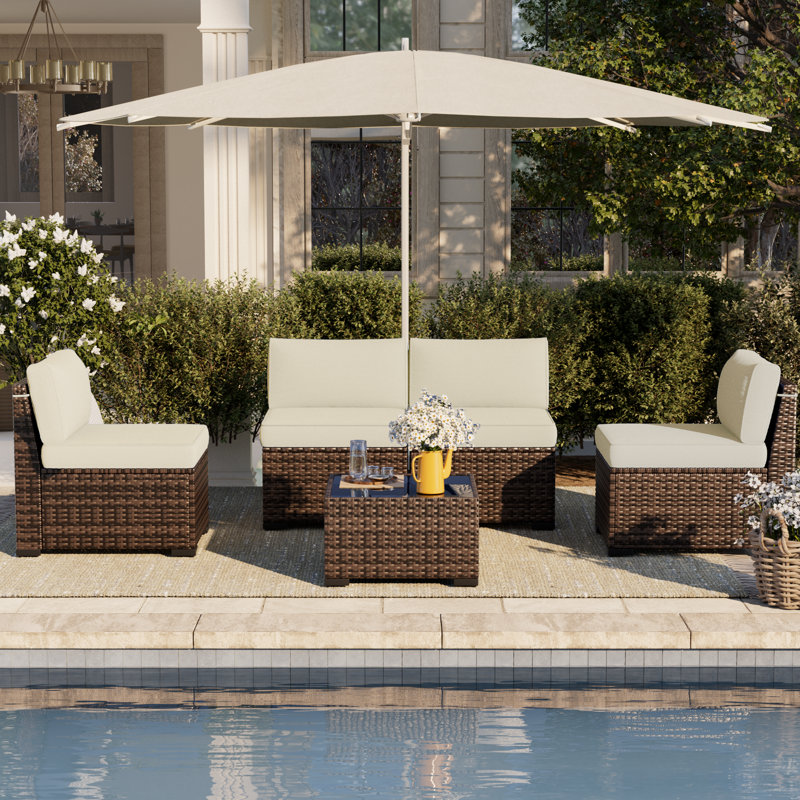 Ensemble de conversation pour 4 personnes avec coussins, Beige