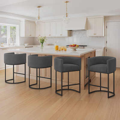 Modern Upholstered Counter Stool with Metal Frame