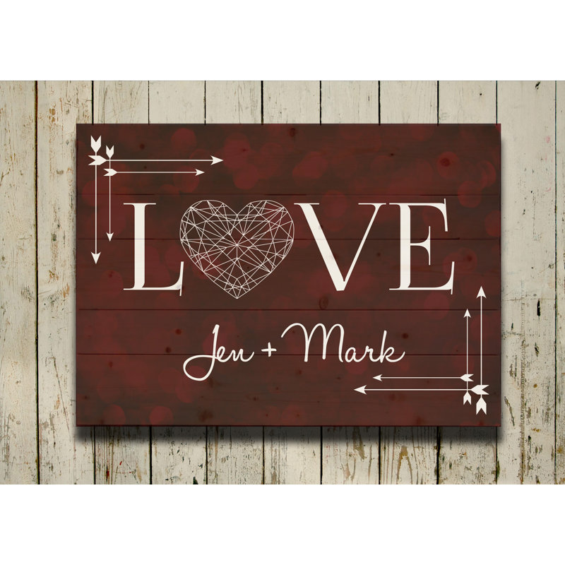 Décoration murale couleur rouge love-burned bokah love, H 18 po x l 24 po