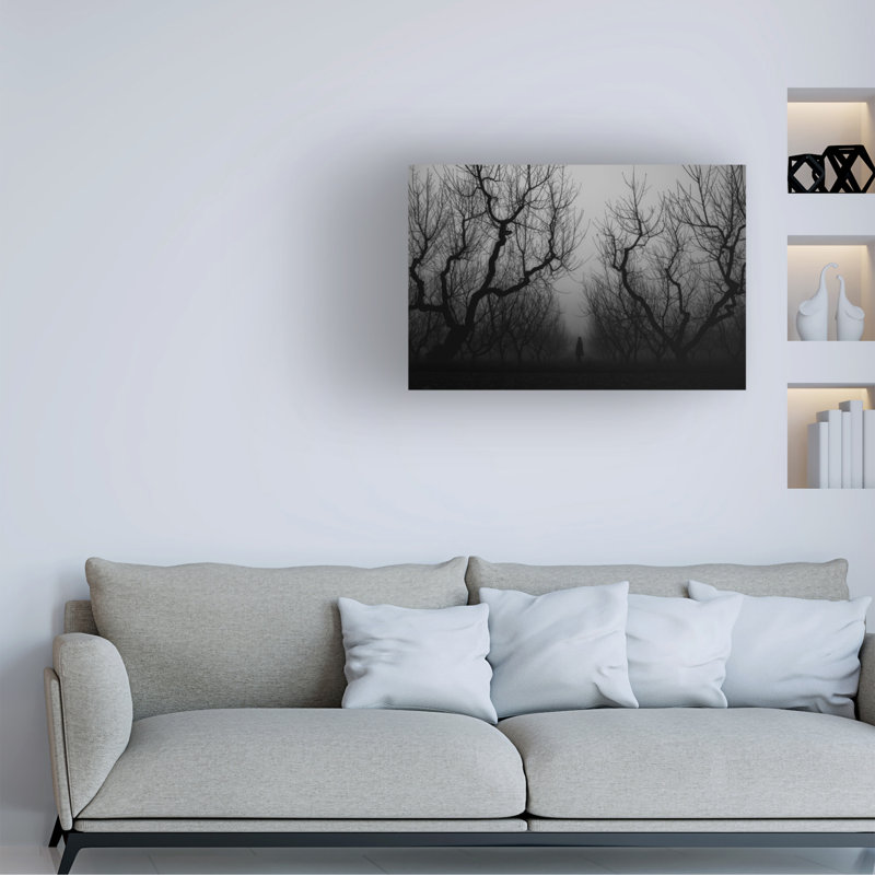 Art sur toile «Randonnée en forêt d'automne» par Ali bol Ali, H 12 po x l 19 po