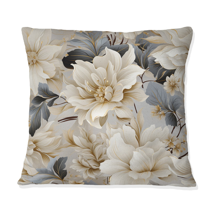 Urban Victorian Splendor Victorian Pattern VIII - Floral Printed Throw Pillow, 16"H x 16"W