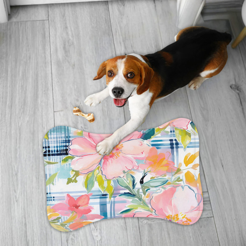 Tartan Petals - Tapis d'alimentation en os 1 pièce, 18"