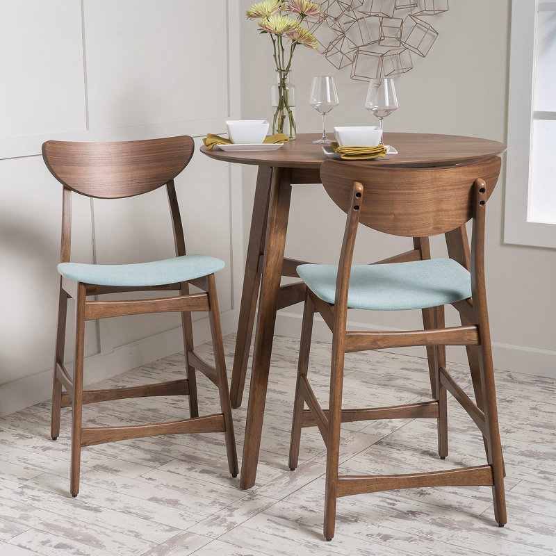 CHAISE DE COMPTOIR, Mint Seat/ Walnut Frame