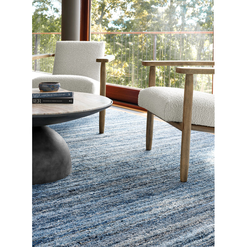 Denim Chindi Blue Hand Hooked Cotton Rug, Rectangle 3' x 5'