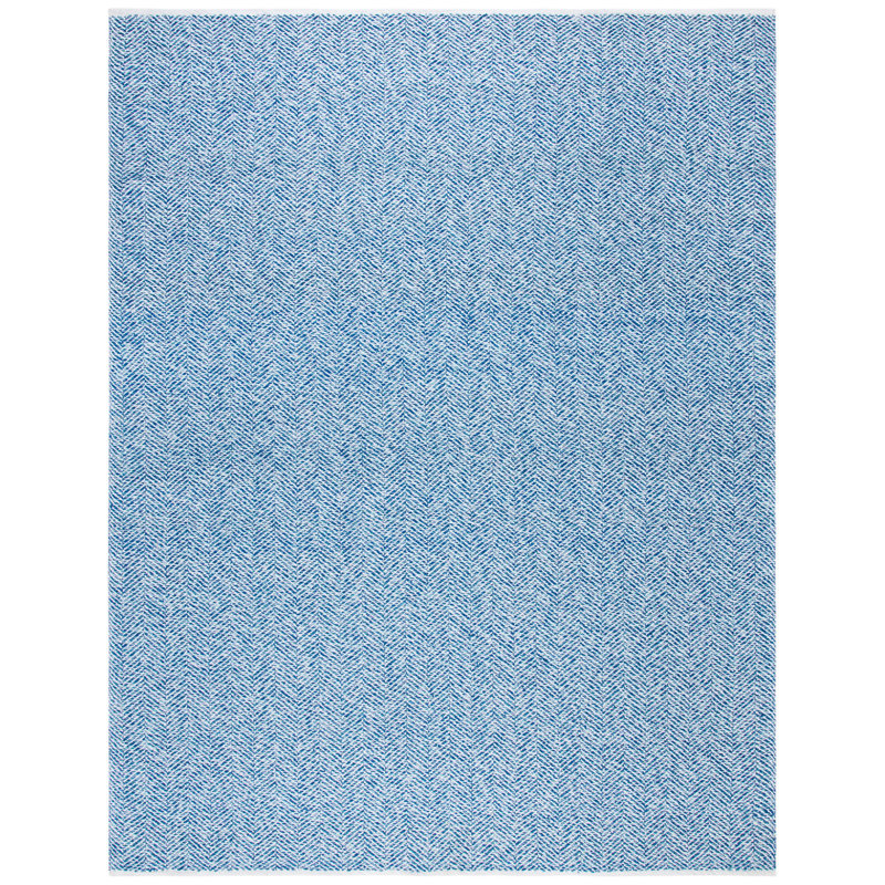 Mardell Chevron Handmade Tufted Blue Area Rug, Rectangle 9' x 12'
