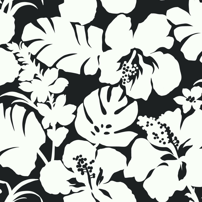 Rouleau de papier peint Hibiscus Arboretum L 33 pi x l 20,5 po, Noir