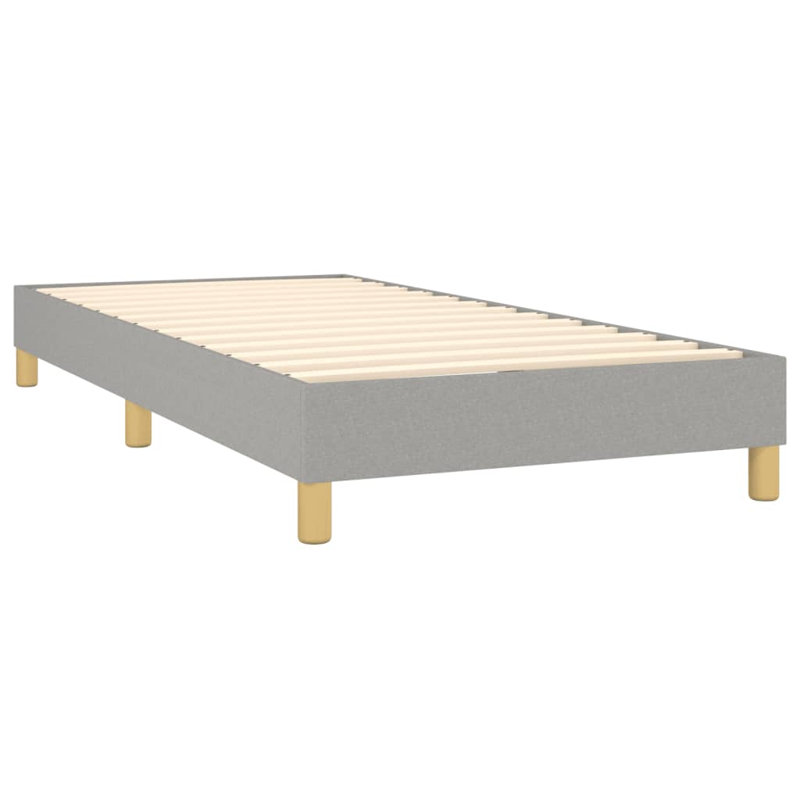 Box Spring Bed Frame Light Grey Twin Fabric , Twin, Light Grey