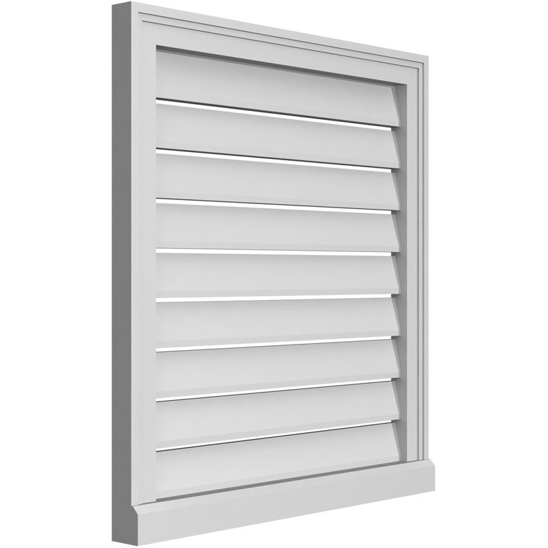 Rectangle Surface Mount Signature Urethane Functional Gable Vent, Primed Tan, 28" H x 26" W x 2" D