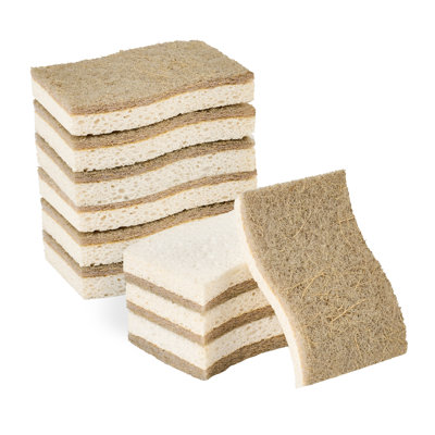 Restaurantware Cellulose Sponges 24 Pack of Coconut Scrubber Sustainable Kitchen Sponges White Wavy Quick-Drying Stink-Resistant Porous Heavy-Duty Cleaning Sponge for Dishes, Pans, Pots