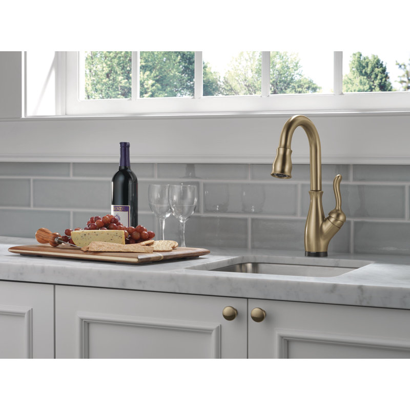 Leland Pull Down Touch Bar Faucet with Handles, Champagne Bronze