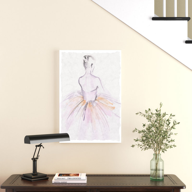 «Watercolor Ballerina II» par Jennifer Paxton Parker - reproduction d'art sur toile tendue, H 30 po x l 20 po