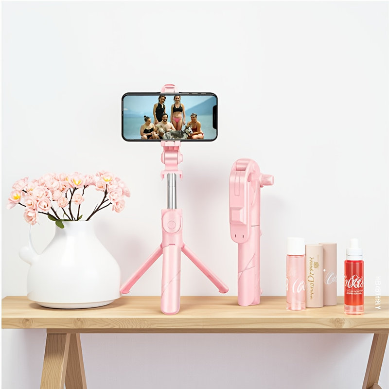 Trépied haute et basse rétractable avec télécommande Bluetooth, support pour appareil photo extensible en aluminium à rotation à 360 °