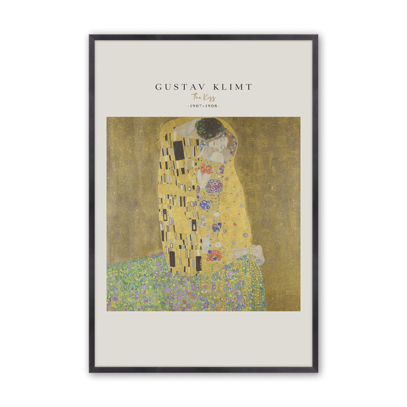 «The Kiss» par Klimt v2, reproduction encadrée, H 15,25 po x l 12,25 po, Reproduction encadrée sans passe-partout