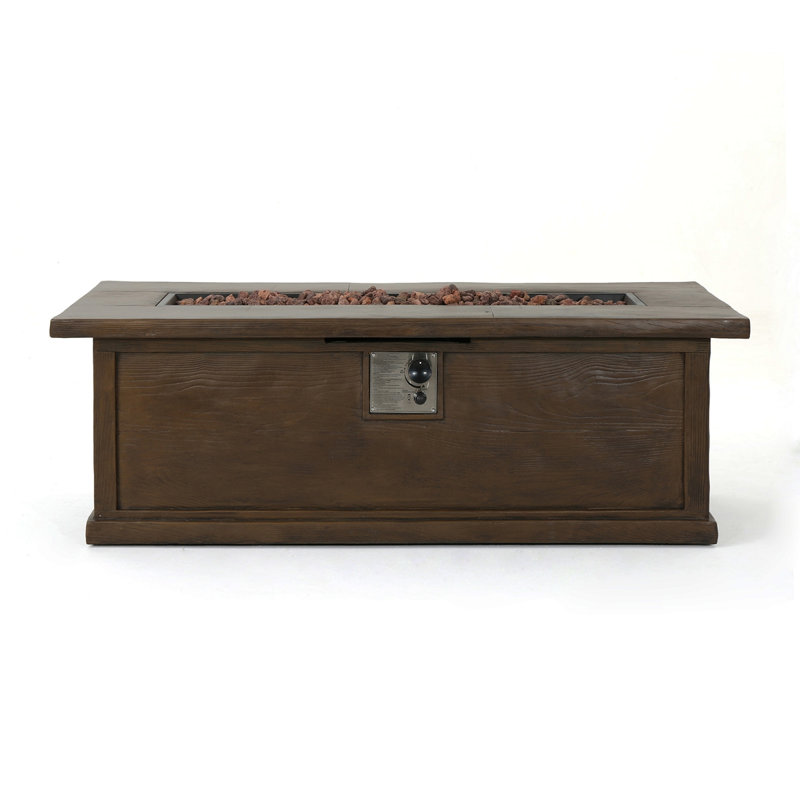56'' Rectangular Outdoor MGO 50,000 BTU Propane Fire Pit, Brown Wood Pattern (Tank Cover Not Included), Brown