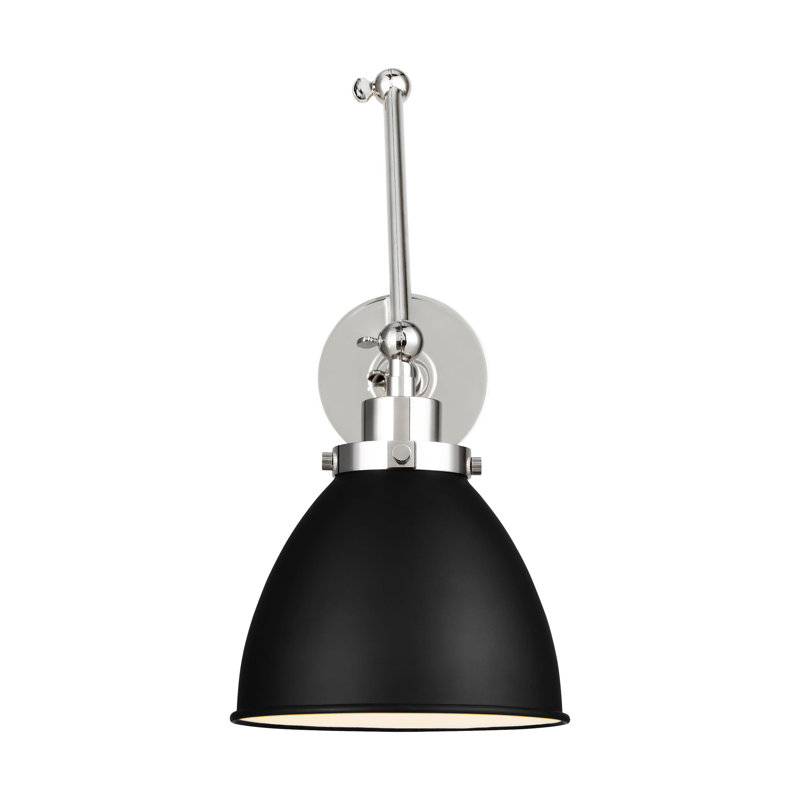 Wellfleet 1 - Light Armed Sconce, Midnight Black, Polished Nickel