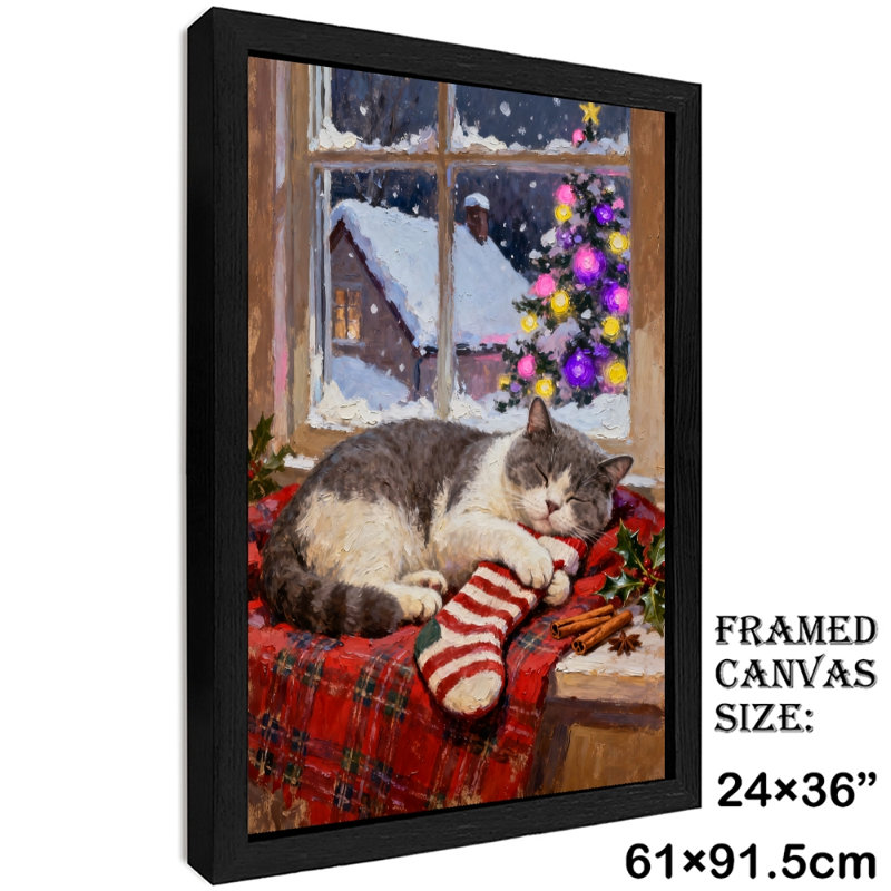 Reproduction d'art de chat rétro noir encadré noir, H 37 po x l 25 po