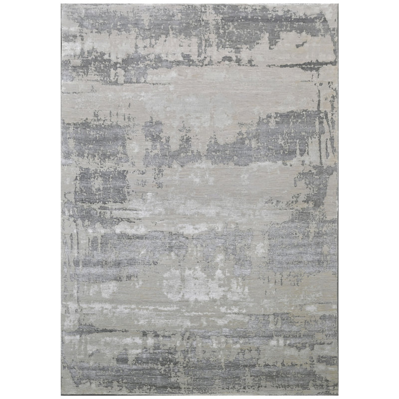 High-Quality Hand-Knotted Silver And Black Area Rug