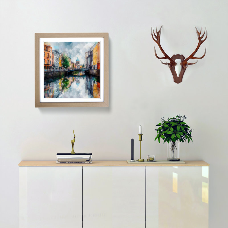 City Of Dublin Impressionism - Framed Print, Oak