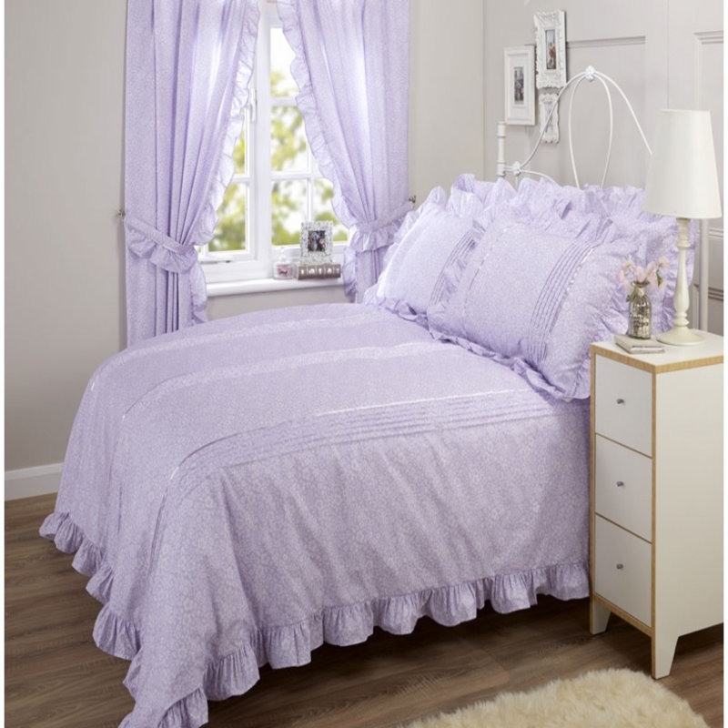 Simkins Cotton Blend Floral Duvet Cover Set with Pillowcases Included, Lilac, Kingsize - 2 Standard Pillowcases