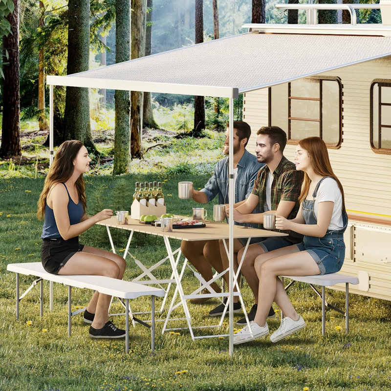 Ensemble de 2 bancs pliants de 6 pi, plastique durable avec poignée de transport et mécanisme de verrouillage, siège portable peu encombrant pour les rassemblements en plein air et les repas