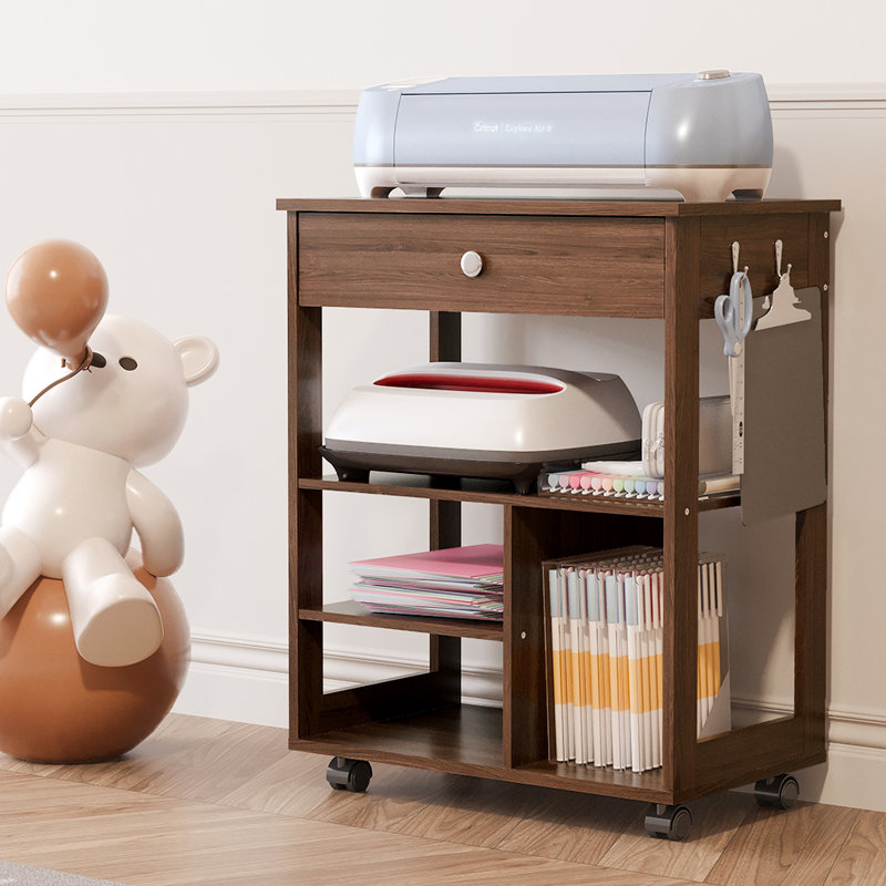 Craft Sewing Table with Machine Platform,drawer and 10 Vinyl Roll Holders