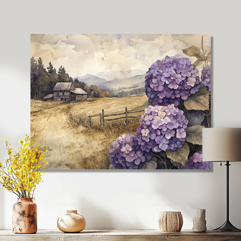 Hortensias par The Farmstead II - hydrangées, art en métal, H 12 po x l 20 po