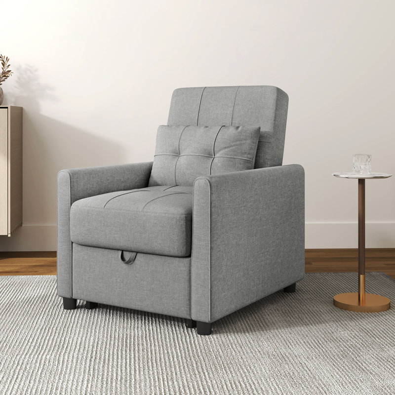 Munirah 69cm Upholstered Futon, Light Grey