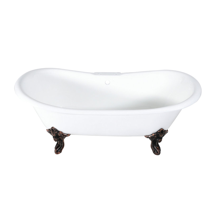 Baignoire sur pattes ovale en fonte 72 pouces Kingston Brass Aqua Eden, Bronze frotté à l'huile