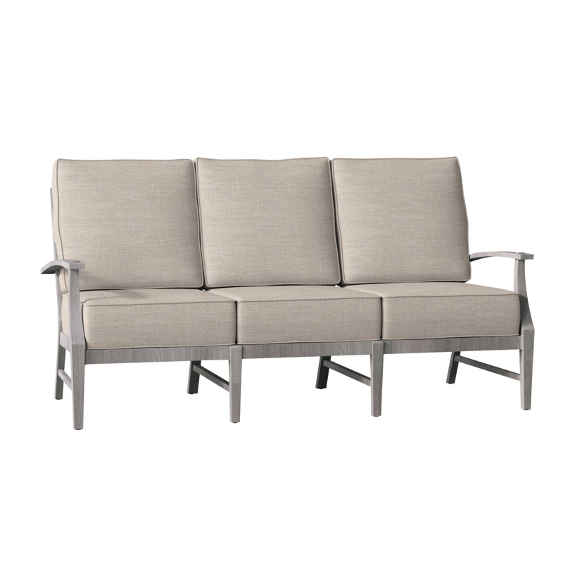 Croquet Teak Sofa - Oyster, Dove Sunbrella® Linen, Welt, Oyster Teak