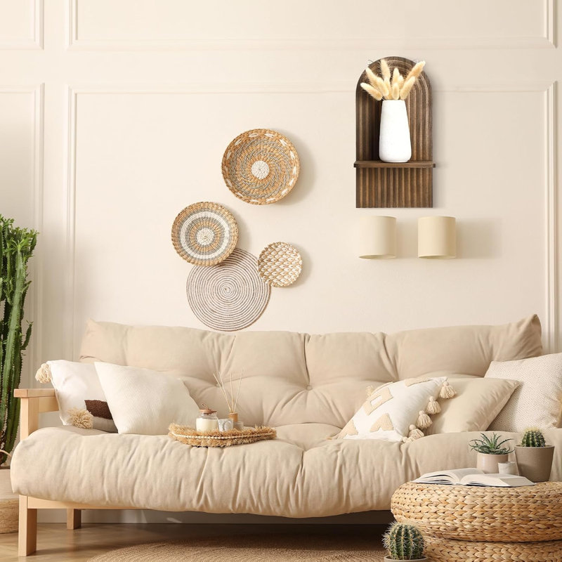 2 pièces étagères murales en bois Boho