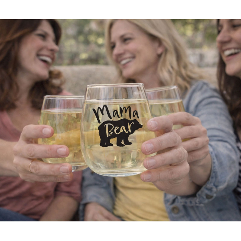 Wine Glass Mama Bear 15 Oz