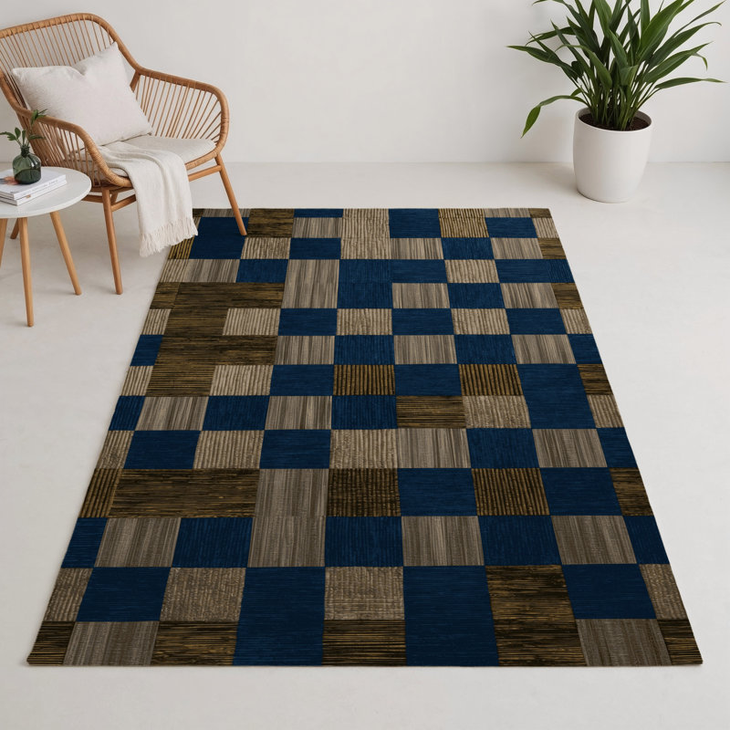 Tapis d'intérieur et d'extérieur à carreaux gris, Rectangulaire 3 pi x 5 pi