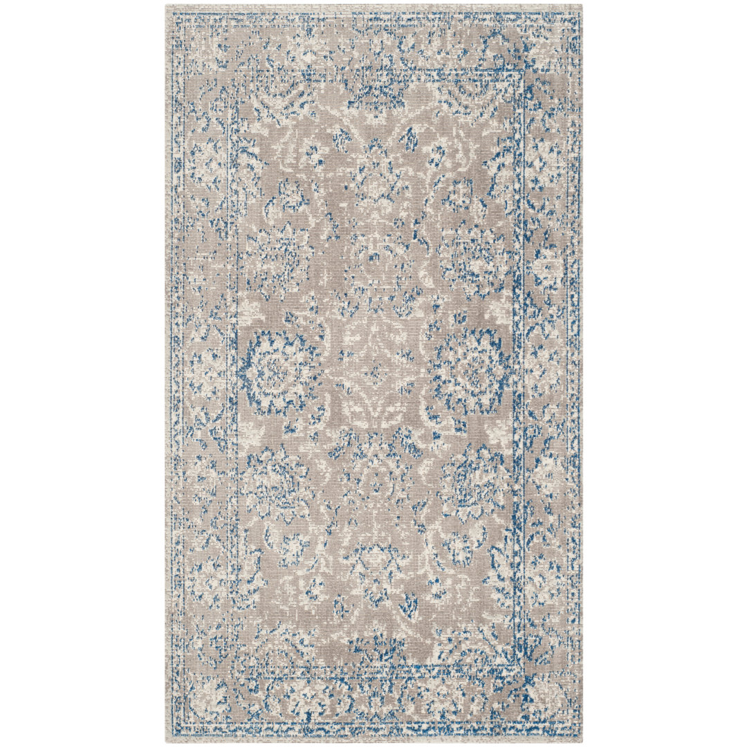Chewning Power Loomed Polypropylene Taupe/Blue Rug