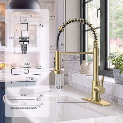Robinet de cuisine à poignée simple avec distributeur de savon FURUISI