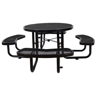 Round Outdoor Steel Picnic Table 46",With Umbrella Pole